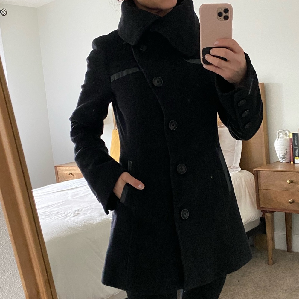 COPY - Mackage women’s black wool coat collared trench coat size Small